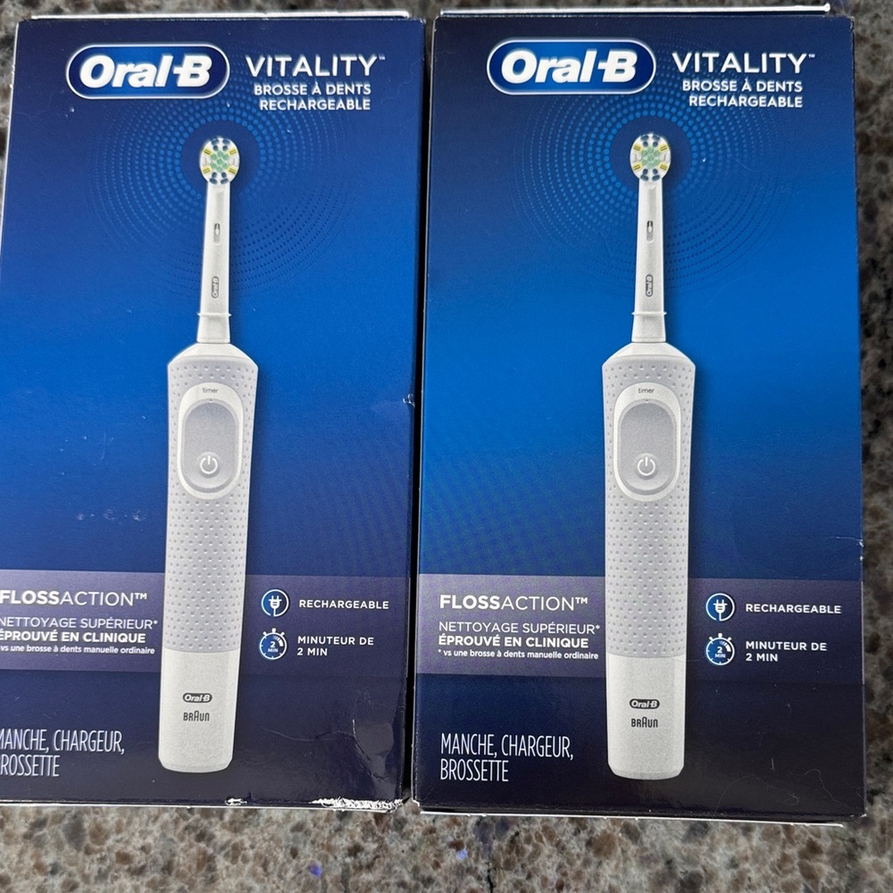 2 Oral-B Vitality FlossAction Electric Toothbrush - White